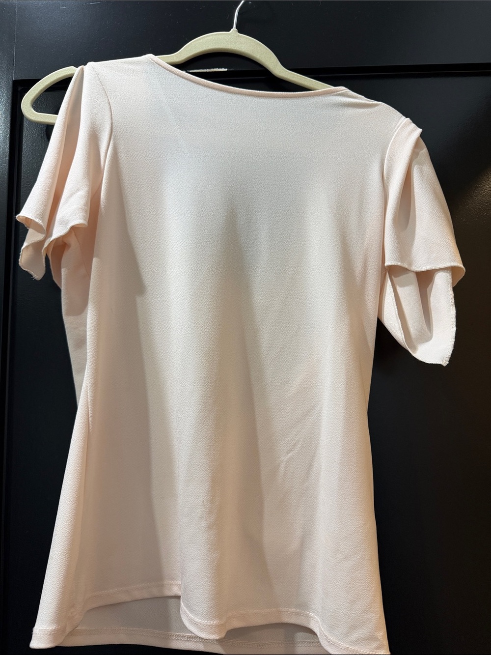 Tahari Pale Blush Short Sleeve Ruffle Top